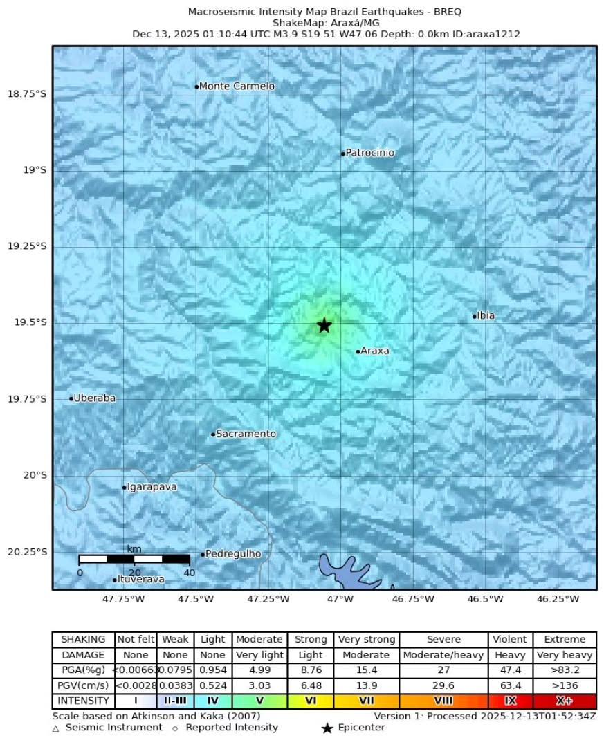 Centro de Sismologia da USP confirma oficialmente terremoto em Araxá