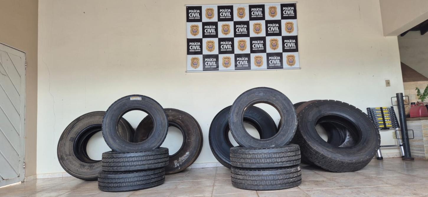 PCMG apreende 17 pneus desviados em operação contra esquema de furtos em empresa de Araxá
