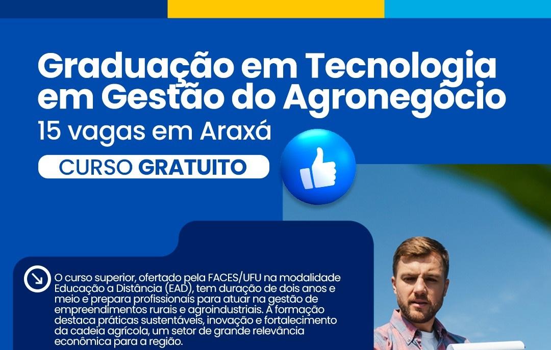 Últimos dias para se inscrever nos cursos gratuitos de graduação em Gestão do Agronegócio e especialização em Educação Financeira; inscrições encerram nesta sexta-feira (5)