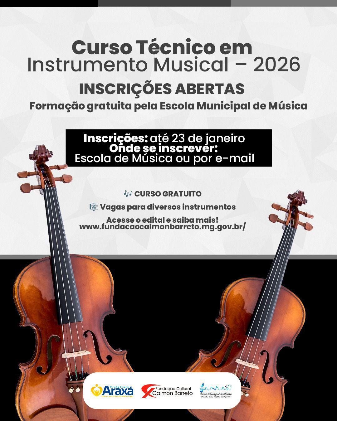 Inscrições para Curso Técnico em Instrumento Musical terminam nesta sexta (23)