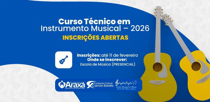 Escola Municipal de Música abre inscrições para vagas remanescentes do Curso Técnico em Instrumento Musical