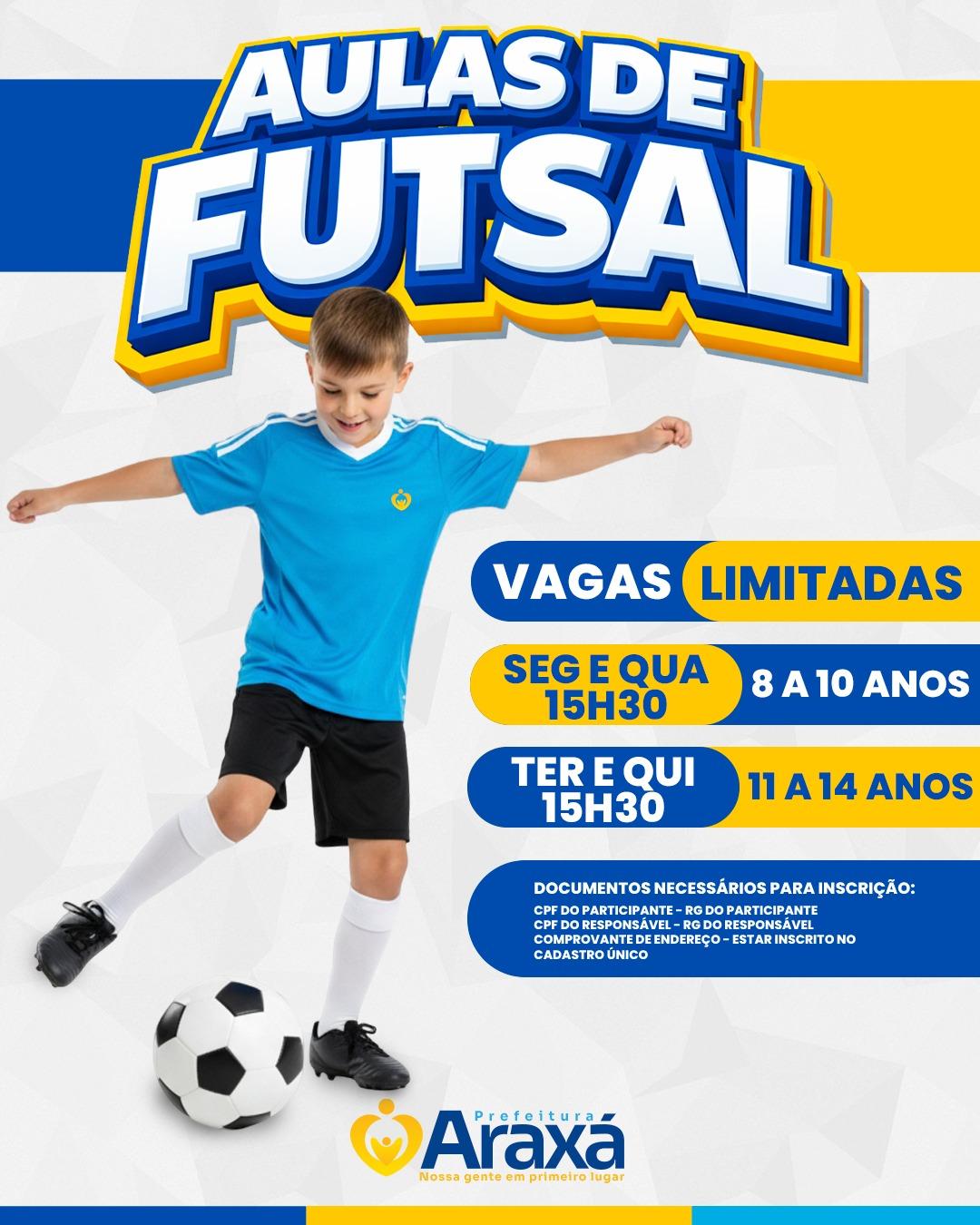 Prefeitura de Araxá abre inscrições para aulas de futsal no CRAS Bom Jesus